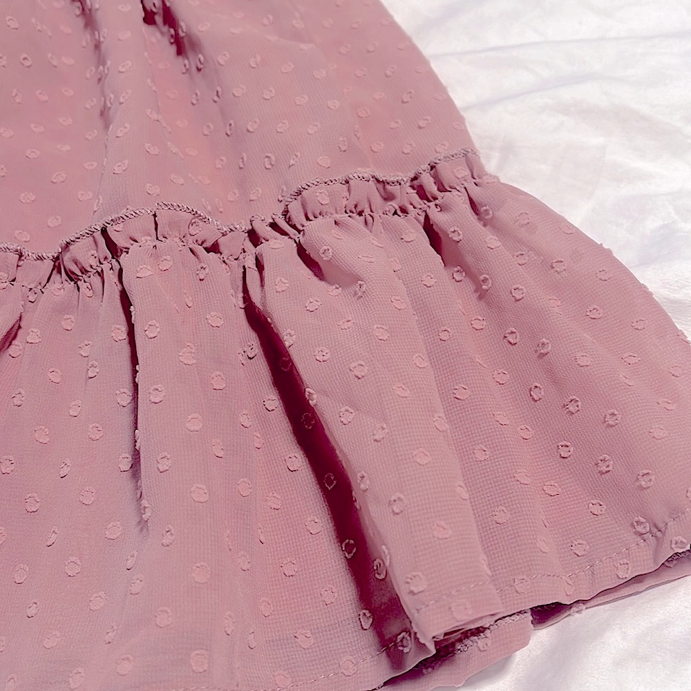 Simplee Pink Polka Dot Ruffle Skirt - Picture 5 of 5
